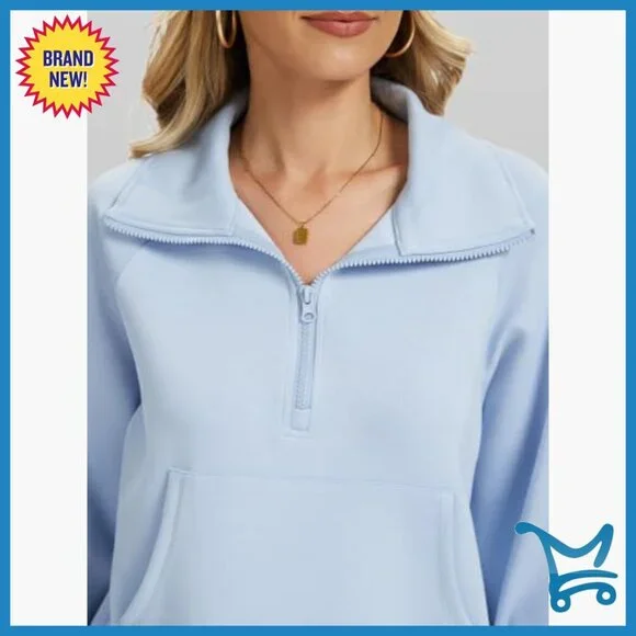 Oversized Half-Zip Sweatshirt & Wide Leg Pants Set, Rayon Blend - Picture 3 of 7